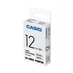 CASIO Cassette à ruban XR, 12 mm / 8 m, noir sur blanc