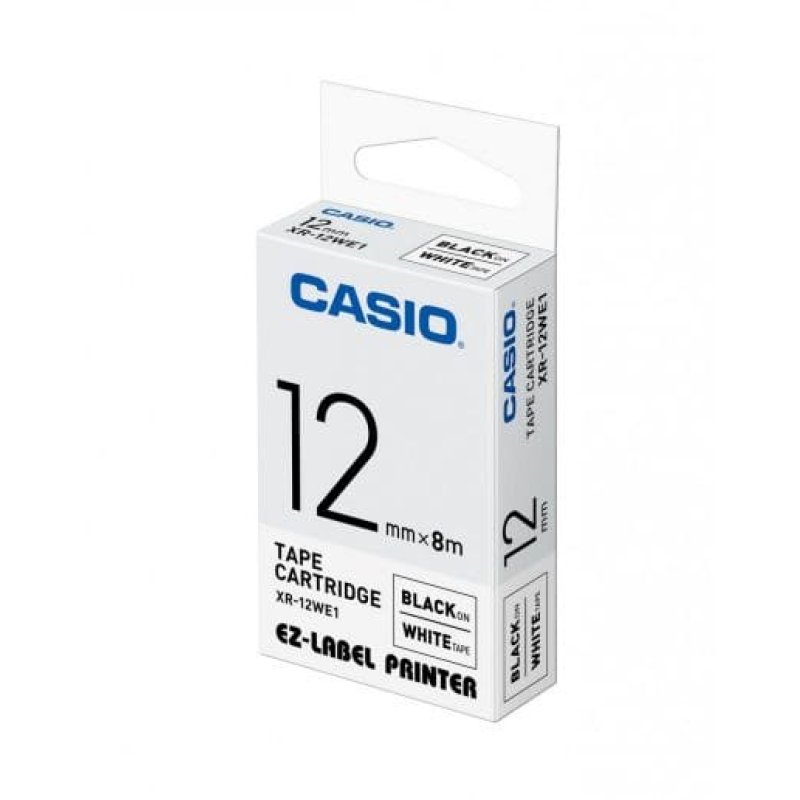 Casio XR-12WE1 label-making tape Black on white