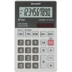 SHARP Calculatrice de poche modèle EL-W211G GY, alimentation