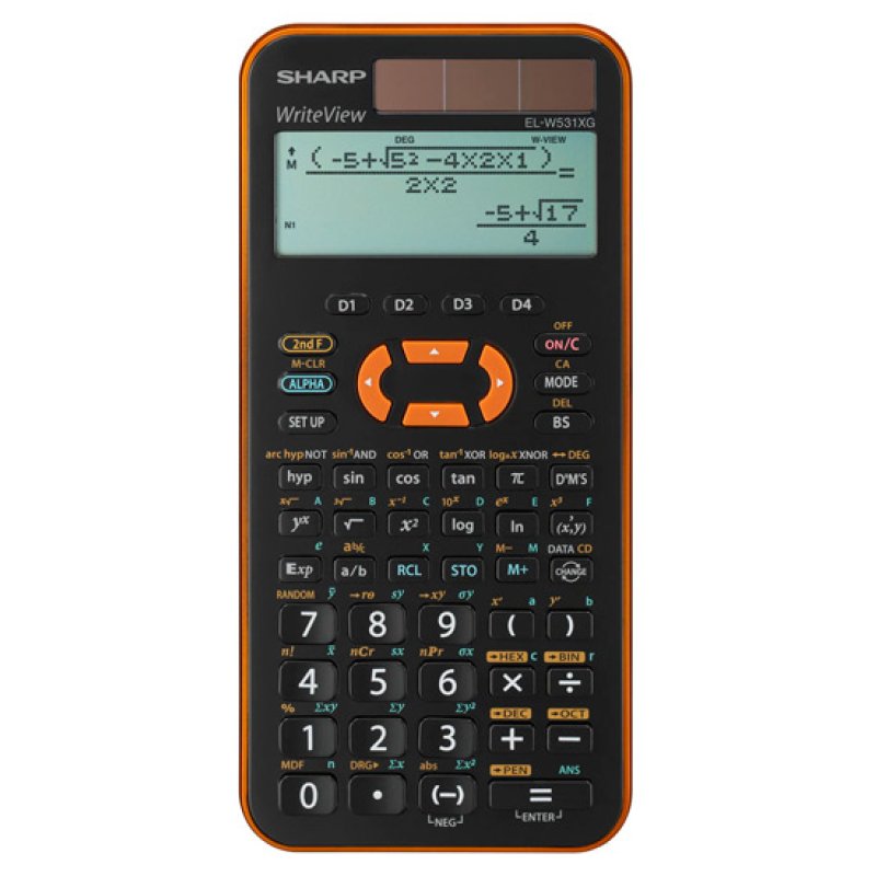 Sharp EL-W531XGYR calculatrice Poche Calculatrice scientifique Noir, Orange