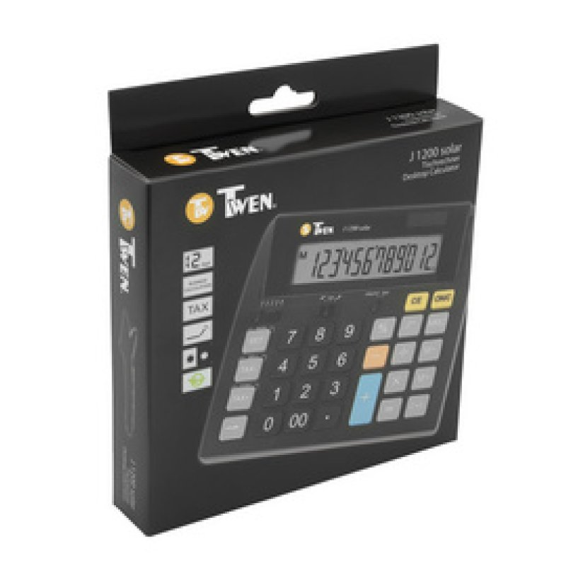 TWEN Calculatrice de bureau J-1200 solar, 12 carac.