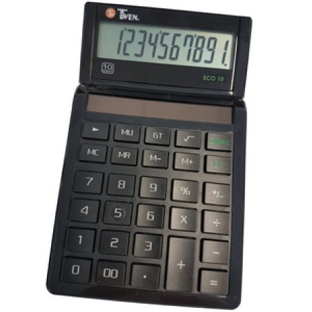 TWEN Calculatrice de bureau ECO 10, écran LCD à 10 chiffres,