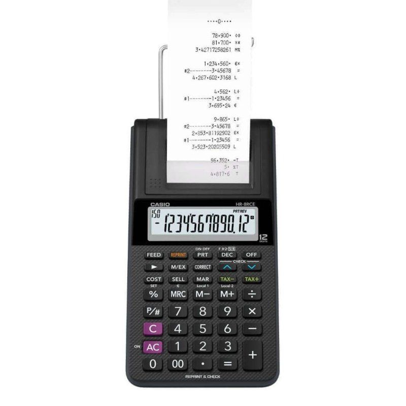 Casio HR-8RCE-BK calculatrice Bureau Calculatrice imprimante Noir