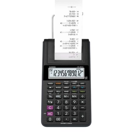 CASIO Calculatrice imprimante modèle HR-8 RCE-BK, noir