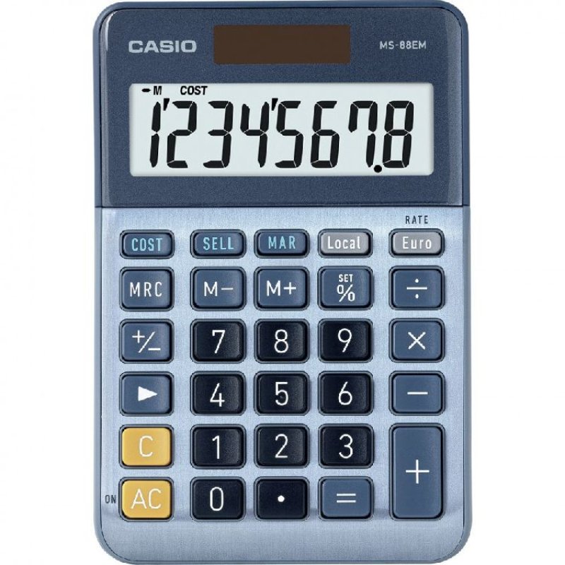 CASIO Calculatrice de bureau MS-88EM, 8 chiffres, argent