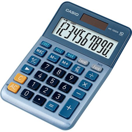 CASIO Calculatrice de bureau MS-100EM, 10 chiffres, argent