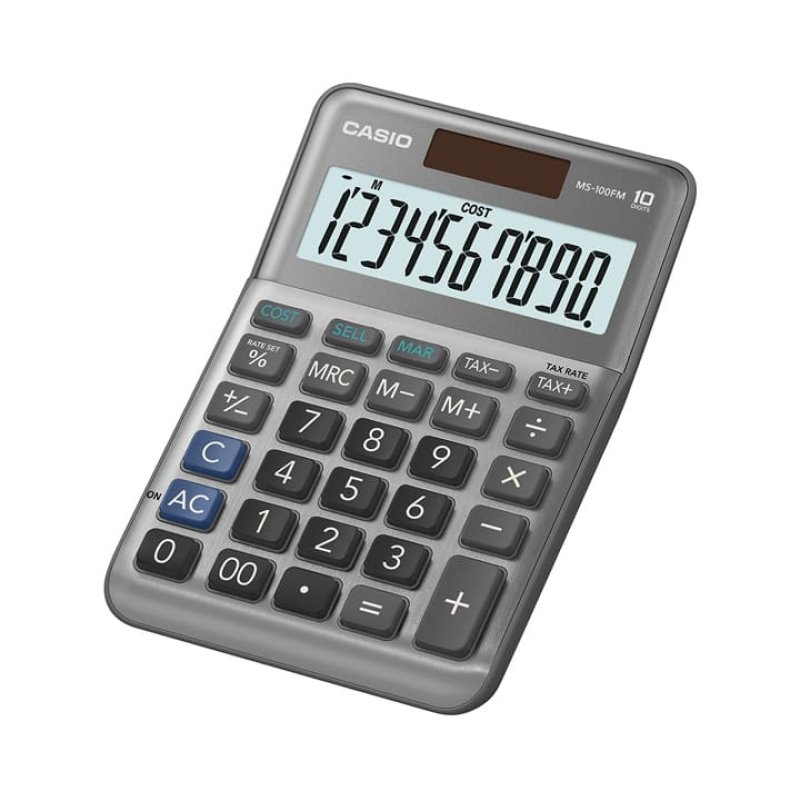 CASIO Calculatrice de bureau MS-100F, 10 chiffres, argent