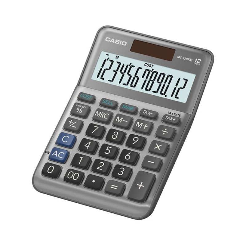 CASIO Calculatrice de bureau MS-120F, 12 chiffres, argent