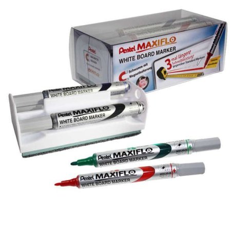 Pentel Maxiflo marker 4 pc(s) Conical tip Black, Blue, Green, Red