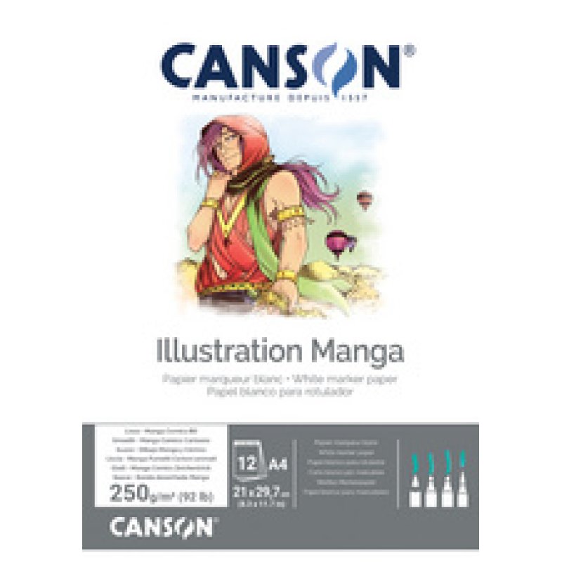 CANSON Bloc de dessin Illustration Manga, A3, 250 g/m2
