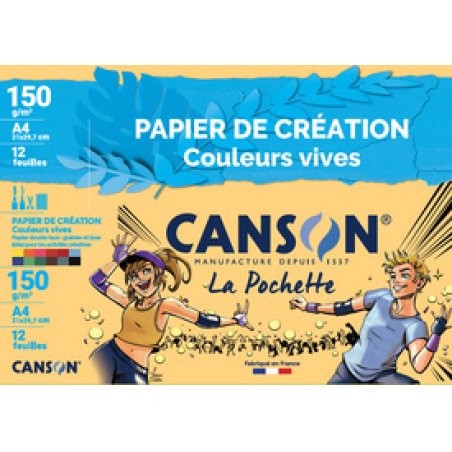 CANSON Papier de couleur, A4, 150 g/m2, couleurs claires
