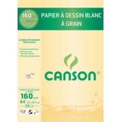 CANSON Bloc de papier à dessin, A4, 160 g/m2, blanc