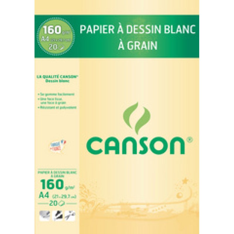 CANSON Bloc de papier à dessin, A4, 160 g/m2, blanc