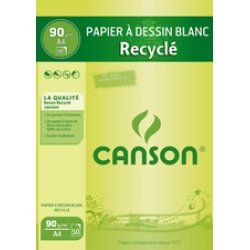 CANSON Bloc de papier à dessin recyclé, A4, 90 g/m2, blanc