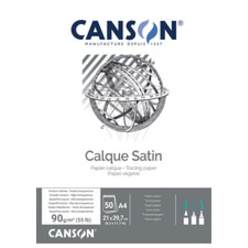 CANSON Bloc papier calque satin, A4, 90 g/m2