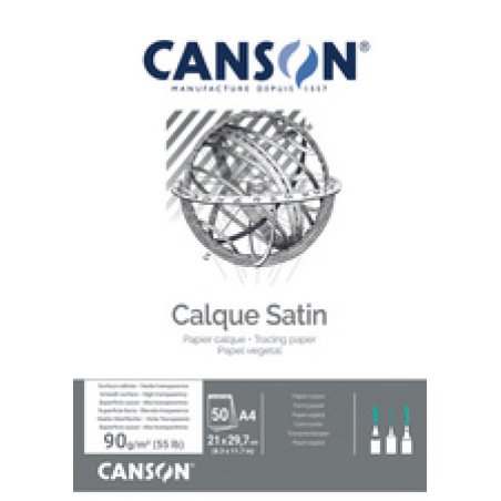 CANSON Bloc papier calque satin, A4, 90 g/m2
