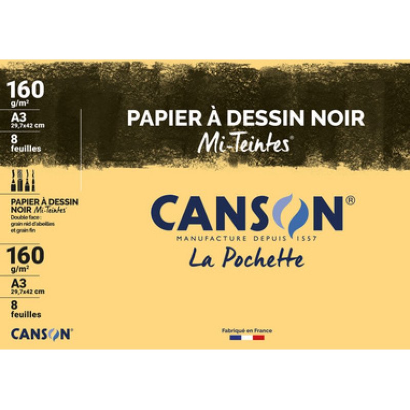 CANSON Papier à dessin couleur Mi-Teintes, A3 couleurs vives
