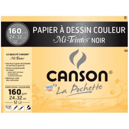 CANSON Papier dessin Mi-Teintes, 240 x 320 mm, assorti