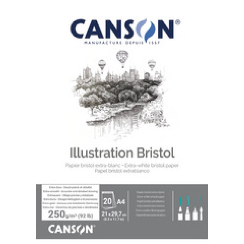 CANSON Bloc Illustration Bristol, A4, 250 g/m2, blanc