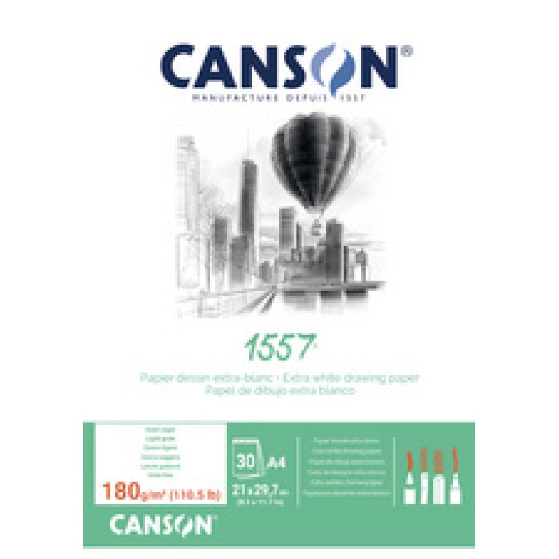 CANSON Bloc papier dessin "1557", A5, 180 g/m2, 30 feuilles
