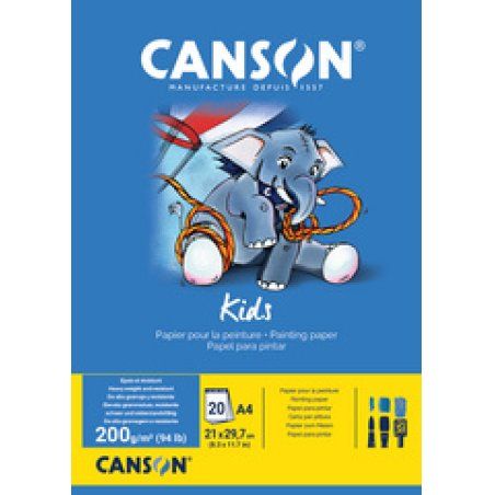 CANSON Bloc de papier pour la peinture Kids, A4, 200 g/m2