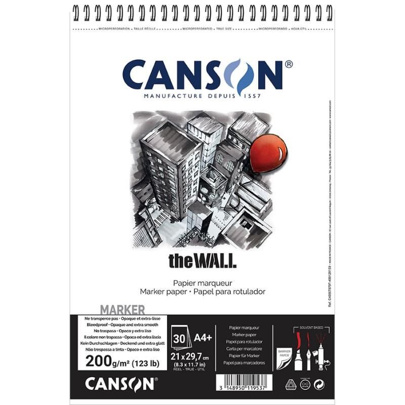CANSON Bloc papier dessin spiralé "The WALL", A4, 200 g/m2