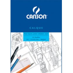 CANSON Bloc calque transparent, 25 feuilles, 90/95 g/m2, A4