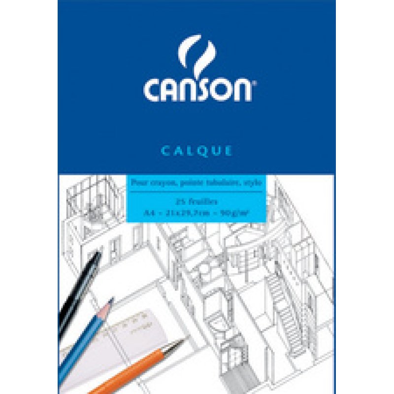 CANSON Bloc calque transparent, 25 feuilles, 90/95 g/m2, A4