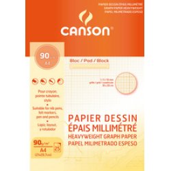 CANSON Bloc de papier millimétré, A4, 90 g/m2