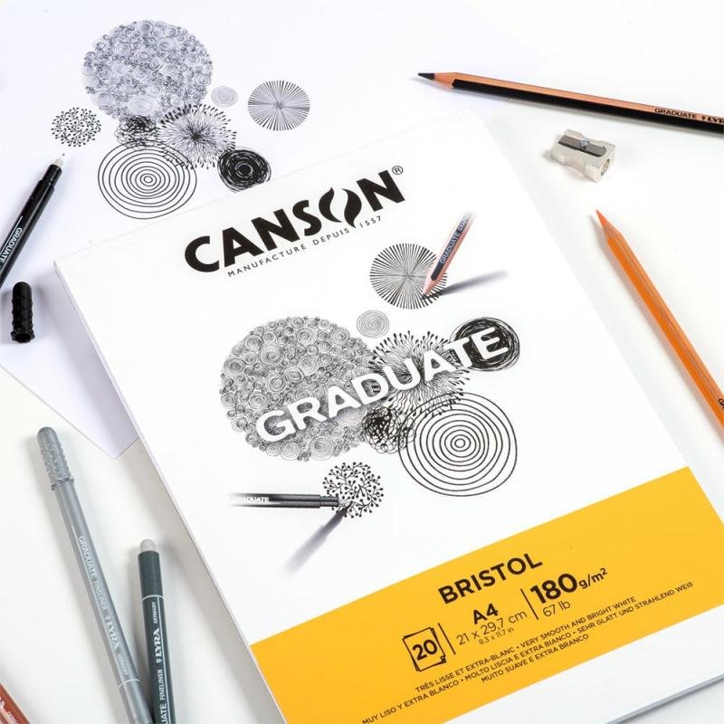 CANSON Bloc de dessin GRADUATE BRISTOL, A4