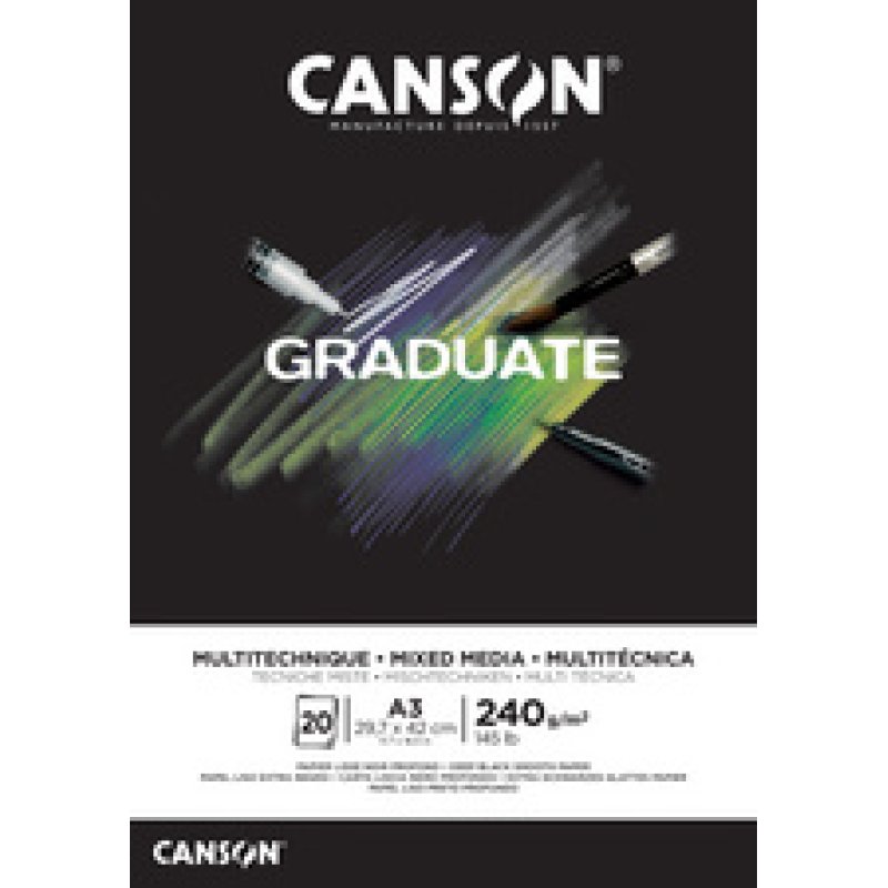 CANSON Bloc de dessin GRADUATE MIXED MEDIA, A5, noir