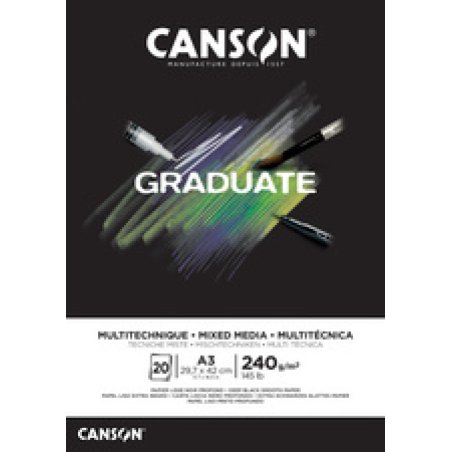 CANSON Bloc de dessin GRADUATE MIXED MEDIA, A5, noir