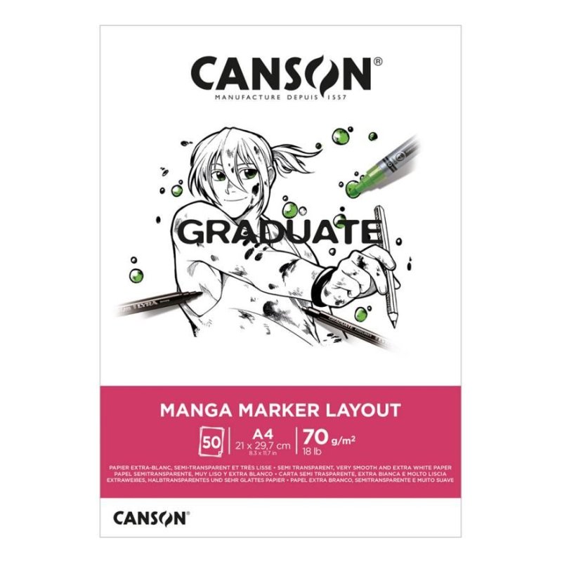CANSON Bloc de dessin GRADUATE Manga Marker Layout, A4