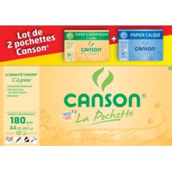 CANSON Papier à dessin papier calque, lot de 2 pochettes