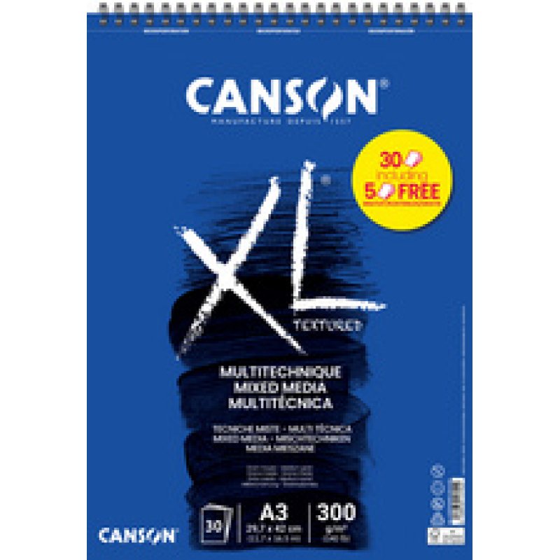 CANSON Bloc de dessin XL MIXED MEDIA Textured Promo, A4