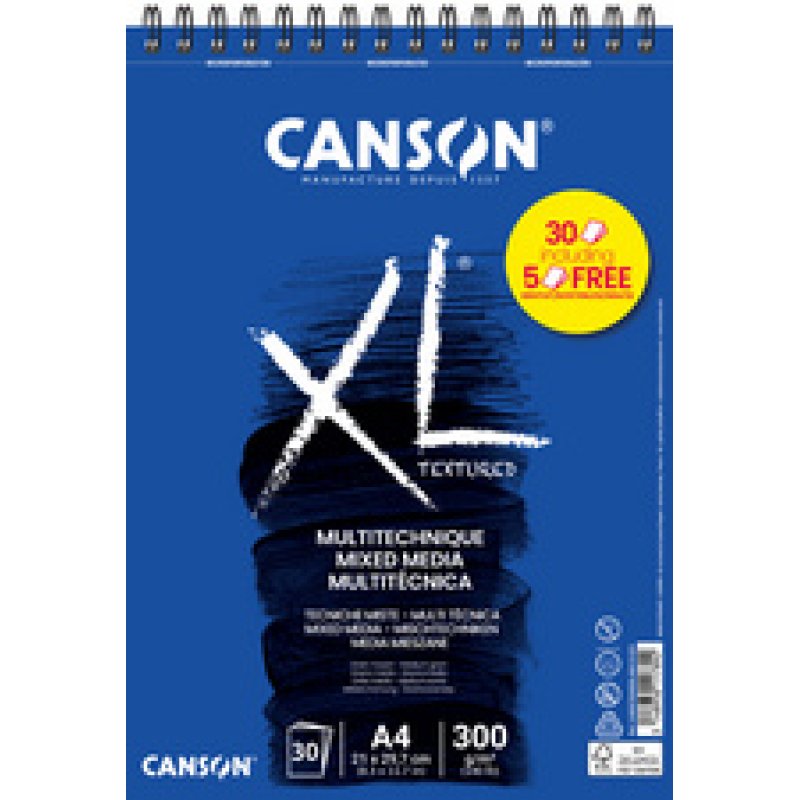 CANSON Bloc de dessin XL MIXED MEDIA Textured Promo, A3
