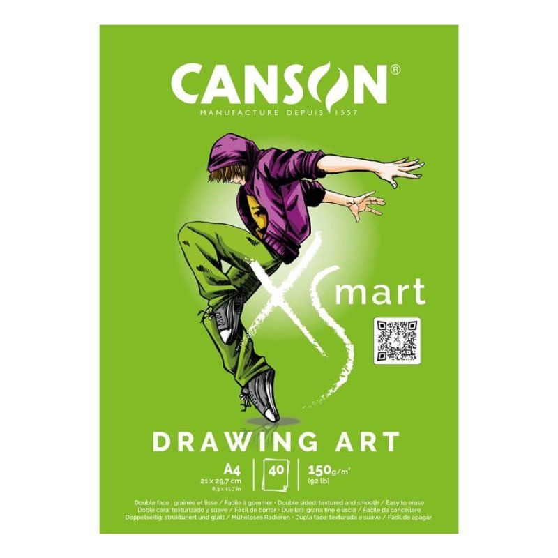 CANSON Bloc de dessin XS'MART DRAWING ART, A4