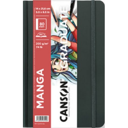 CANSON Carnet à croquis GRADUATE Manga, 216 x 279 mm, noir