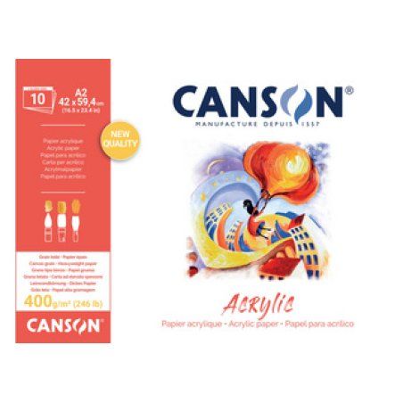 CANSON Bloc papier dessin "Acrylic", 420 x 594 mm, 400 g/m2