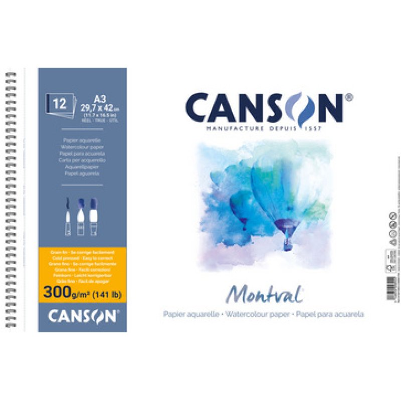 CANSON Album de papier aquarelle "Montval", A3, 300 g/m2
