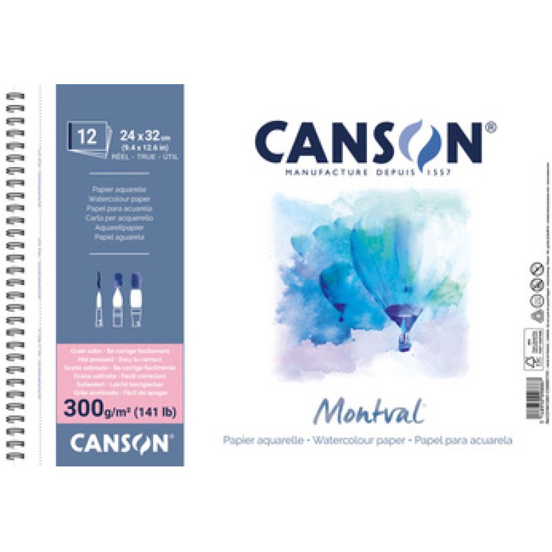 CANSON Album papier aquarelle "Montval", 160 x 284 mm, 300 g