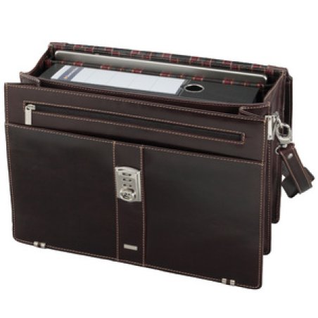 Alassio Porte-documents "MONACO", cuir, marron foncé