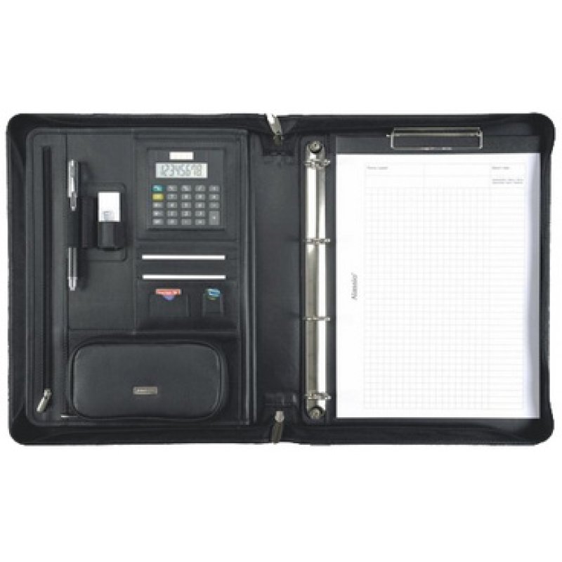 Alassio serviette classeur "BOSA", A4, cuir nappa, noir