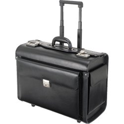 Alassio Valise pilote "SILVANA", cuir, avec trolley, noir