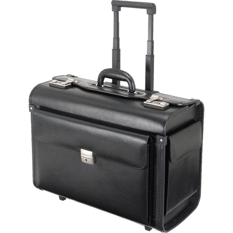 Alassio Valise pilote "SILVANA", cuir, avec trolley, noir
