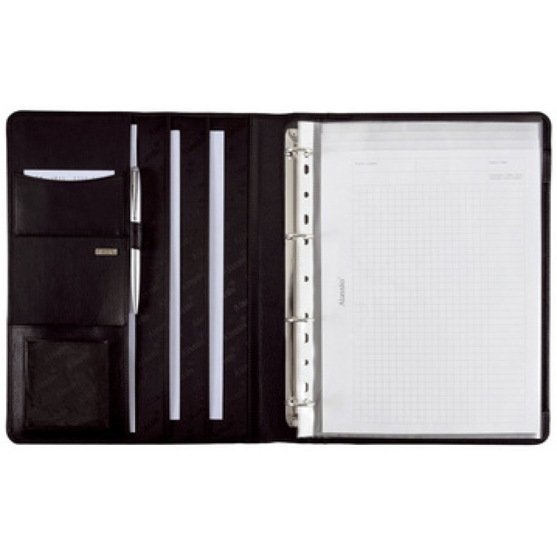 Alassio Serviette classeur "CREMONA II, A4, cuir nappa noir