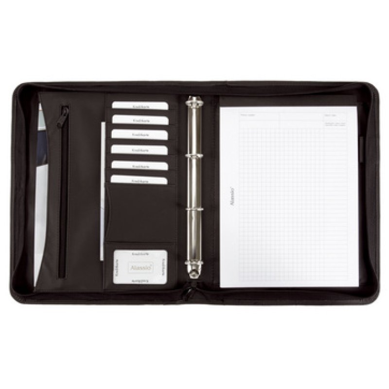 Alassio Serviette classeur "RONDO", A4, similicuir, noir