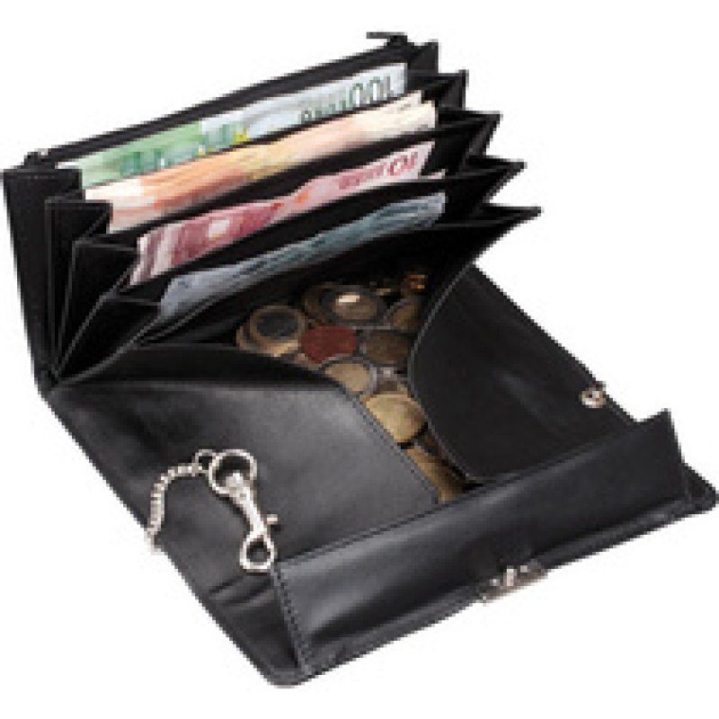 Alassio Portefeuille de serveur, en cuir nappa, noir