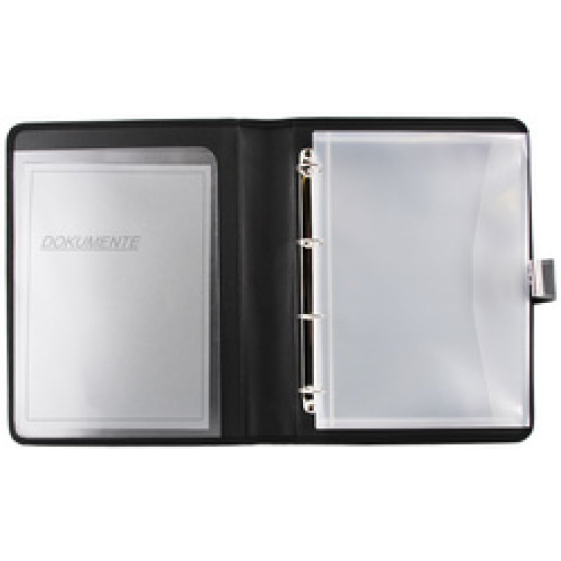 Alassio Classeur à anneaux, A4, simili cuir, noir