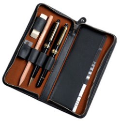 Alassio Etui pour 3 stylos, cuir, noir